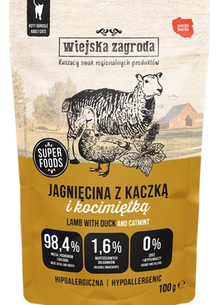 Wiejska Zagroda Kot Jagnięcina z kaczką i kocimiętką saszetka 100g