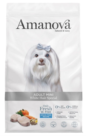 Amanova Dog Adult Mini White Hair Special 800g