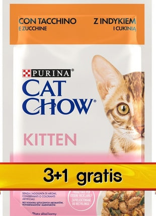 Purina Cat Chow Kitten Indyk i cukinia saszetki 3+1 GRATIS 4x85g