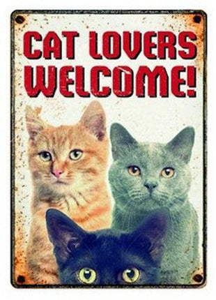 Plenty Gifts Waakbord Blik Cat Lovers Welcome