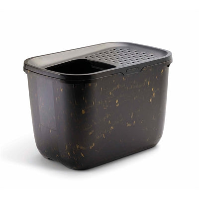 Savic Hop In Marble Cat Litter Box, Black/Gold