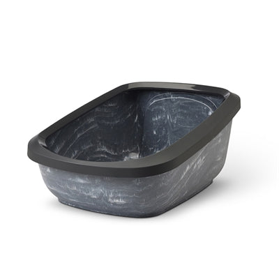 Savic Aseo Jumbo Marble Cat Litter Box, Grey/Black