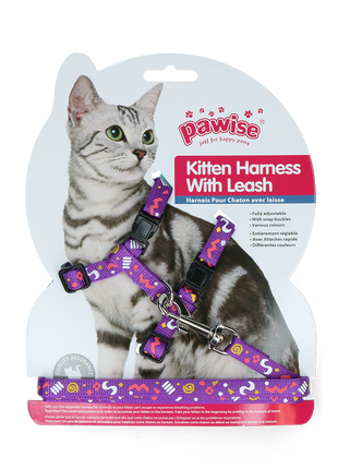 Pawise Kitten Harness With Leash Pink/Purple