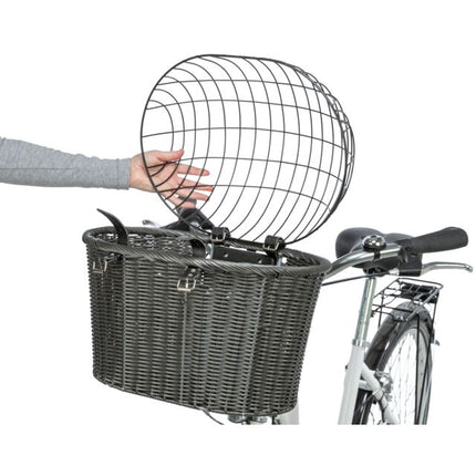 Trixie Stuur Fietsmand Met Draadkap Antraciet - Voor honden en katten tot 7kg